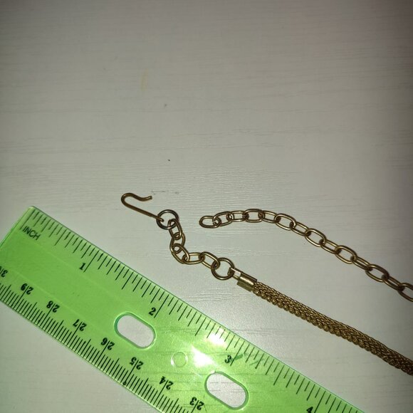 Golden Necklace with White Teardrop Pendant Vintage Jewelry Base of the Neck - Picture 8 of 8